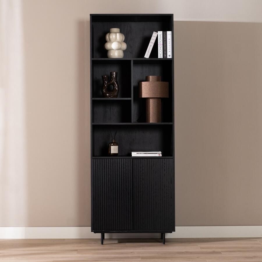 Bronx71 Wandkast Bradley zwart eiken 80x220 cm