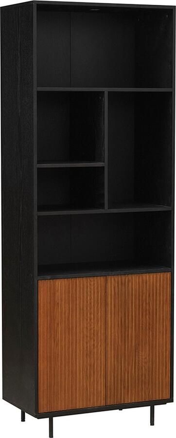 Bronx71 Wandkast Bradley zwart|rustiek eiken 80x220 cm - Foto 2