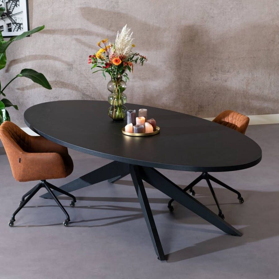 Bronx71 Eettafel Dio melamine zwart ovaal 270 x 130 cm