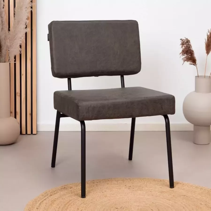 Bronx71 Industriële eetkamerstoel Espen antraciet eco-leer Eetkamerstoelen set van 4 stoel