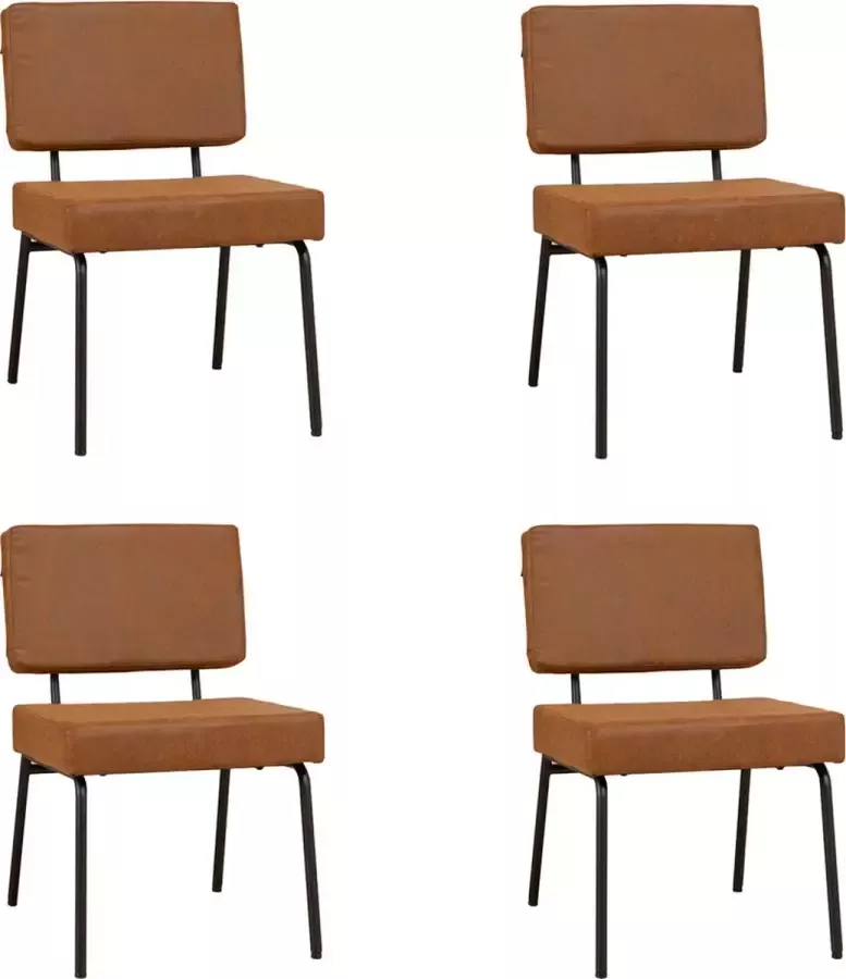 Bronx71 Industriële eetkamerstoel Espen cognac eco-leer Eetkamerstoelen set van 4 stoel
