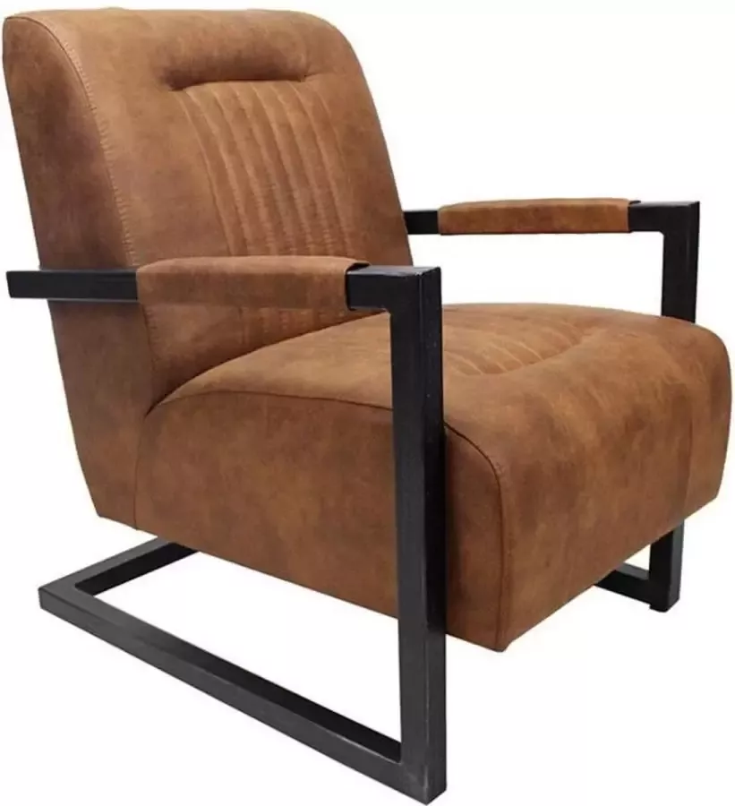 Bronx71 Industriële fauteuil Austin cognac microvezel.