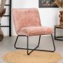 Bronx71 Kleine fauteuil Sophie chenille stof roze gemêleerd Roze fauteuil Zetel 1 persoons Relaxstoel - Thumbnail 2