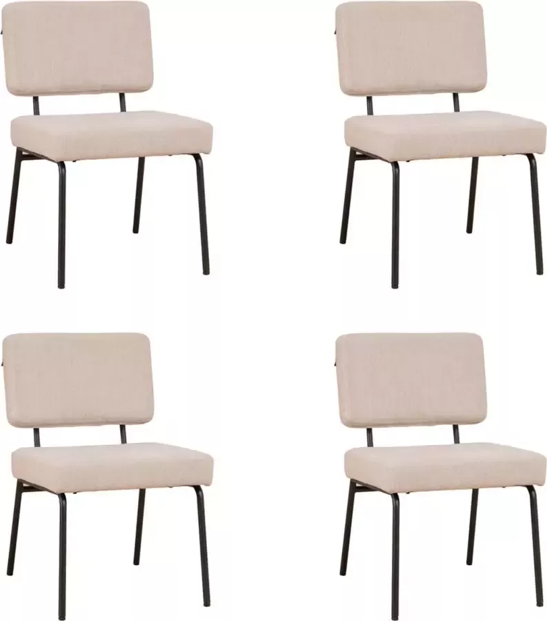 Bronx71 Scandinavische eetkamerstoel Espen beige gerecyclede stof Eetkamerstoelen set van 4