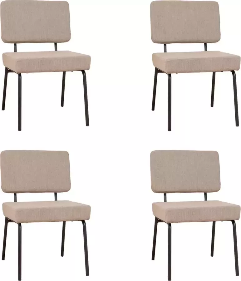 Bronx71 Scandinavische eetkamerstoel Espen taupe gerecyclede stof Eetkamerstoelen set van 4