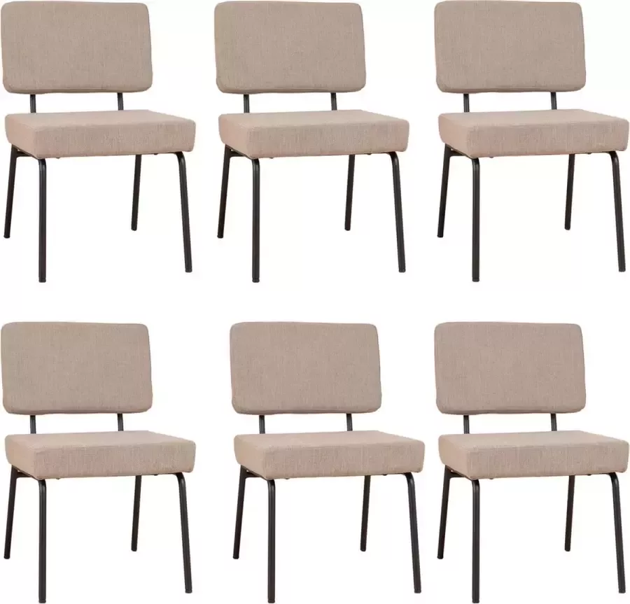 Bronx71 Scandinavische eetkamerstoel Espen taupe gerecyclede stof Eetkamerstoelen set van 6