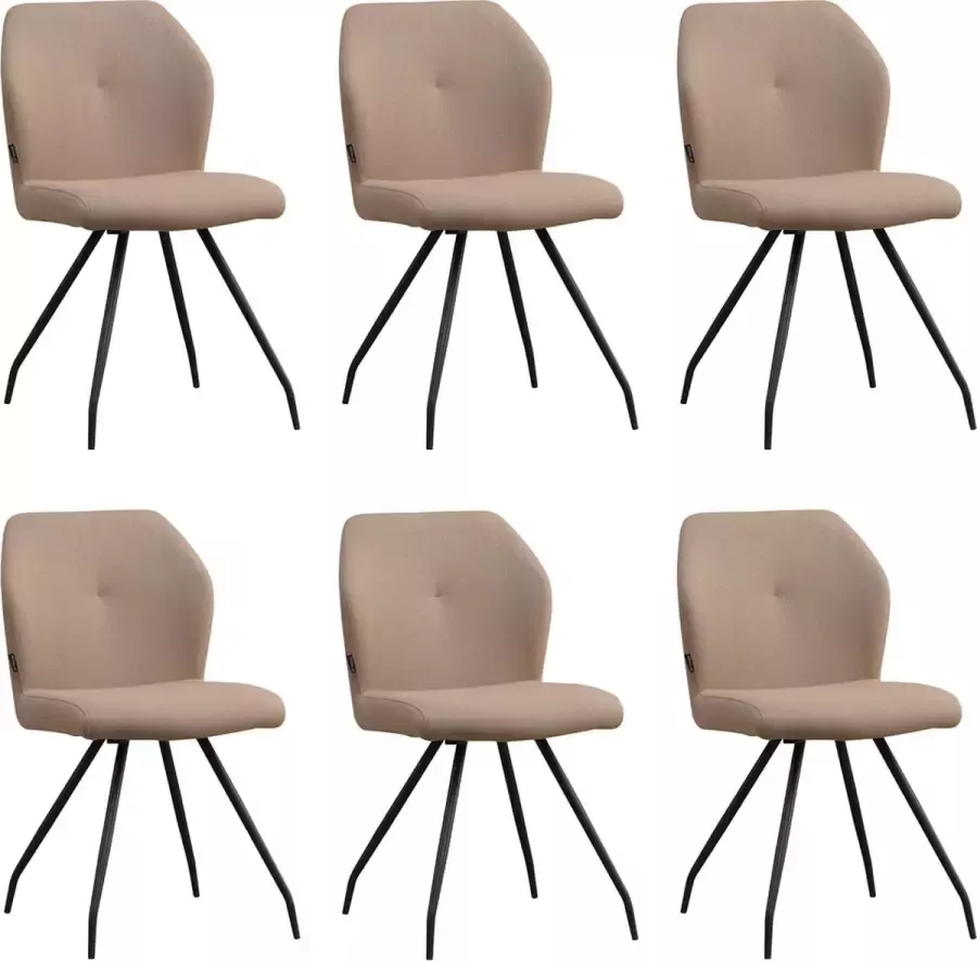 Bronx71 Scandinavische eetkamerstoel Fenris gerecyclede stof taupe Eetkamerstoelen set van 6 stoel