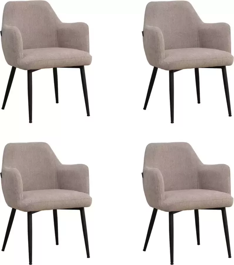 Bronx71 Scandinavische eetkamerstoel Lars taupe gerecyclede stof Eetkamerstoelen set van 4