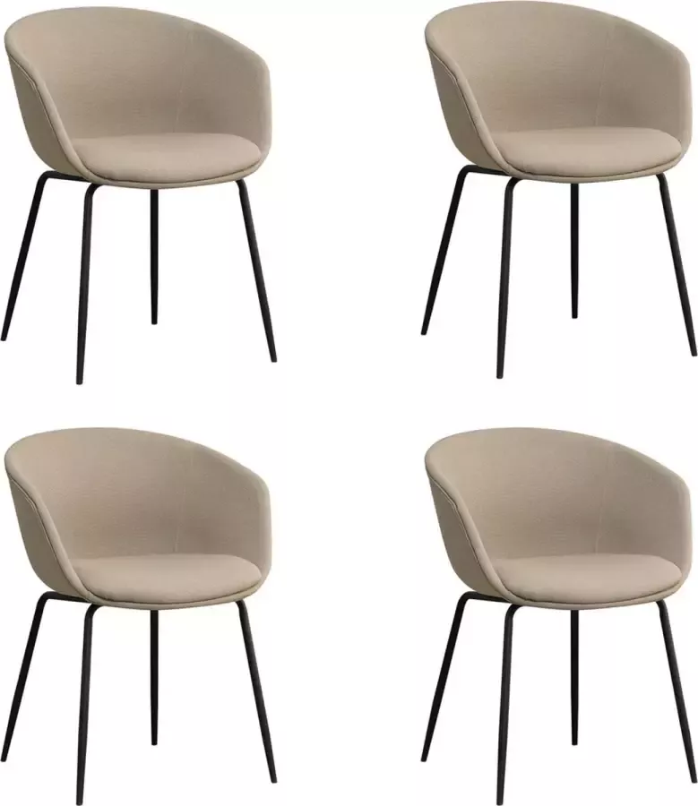 Bronx71 Scandinavische eetkamerstoel Ole taupe gerecyclede stof Eetkamerstoelen set van 4