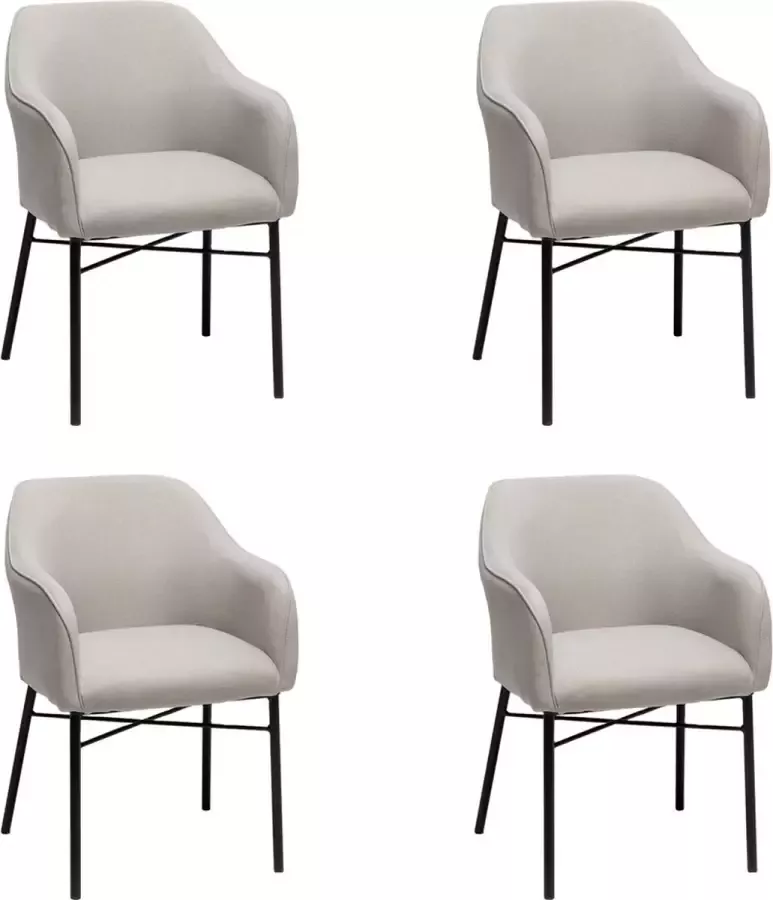 Bronx71 Scandinavische eetkamerstoel Vanja grijs Eetkamerstoelen set van 4