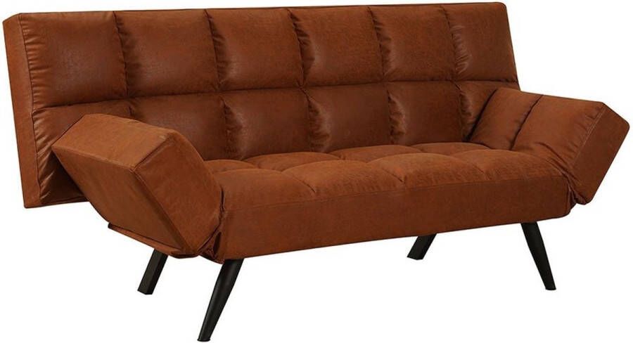 Bronx71 Slaapbank 1 5-persoons Timo cognac eco-leer Logeerbed Vouwbed Slaapstoel Zetelbed - Foto 2