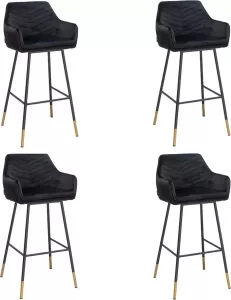 Bronx71 Velvet barkruk Fiona zwart 65-78 cm Barkrukken set van 4