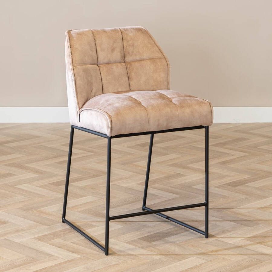 Bronx71 Velvet barkruk Janna taupe 70 cm. - Foto 2