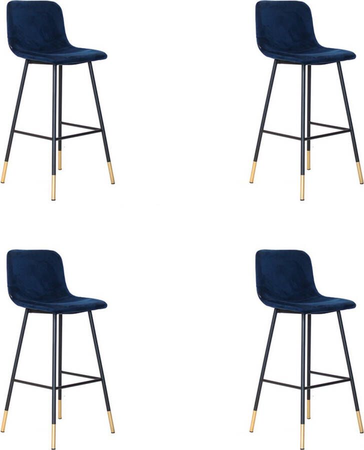 Bronx71 Velvet barkruk Mikky blauw 68 79 cm Barkrukken set van 4