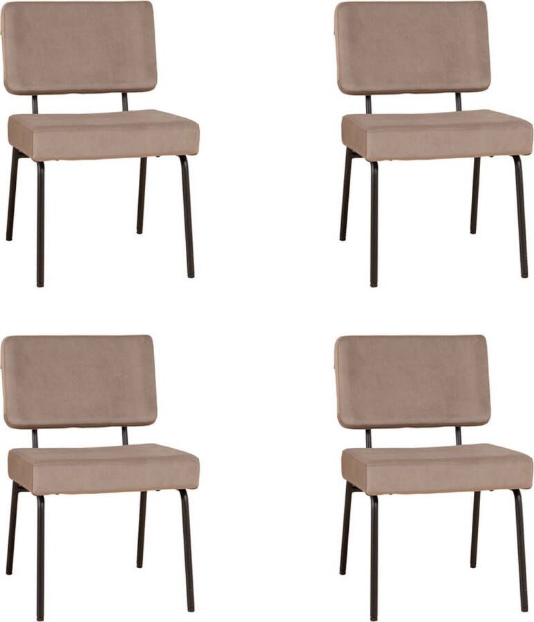 Bronx71 Velvet eetkamerstoel Espen taupe Eetkamerstoelen set van 4