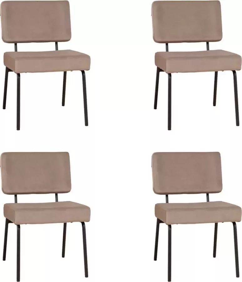 Bronx71 Velvet eetkamerstoel Espen taupe Eetkamerstoelen set van 4 stoel