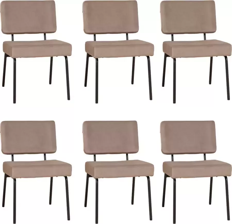 Bronx71 Velvet eetkamerstoel Espen taupe Eetkamerstoelen set van 6 stoel