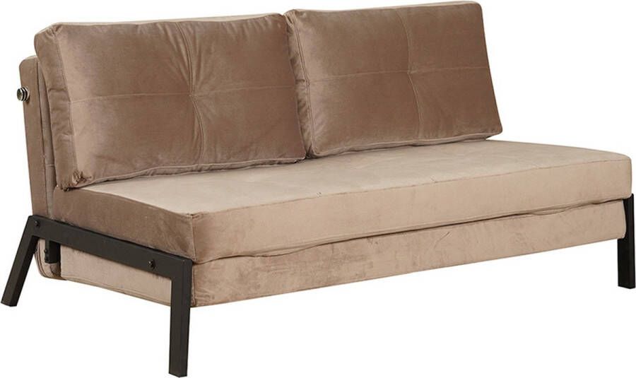 Bronx71 Velvet slaapbank 2 persoons Mikko taupe Logeerbed Vouwbed Slaapstoel Zetelbed