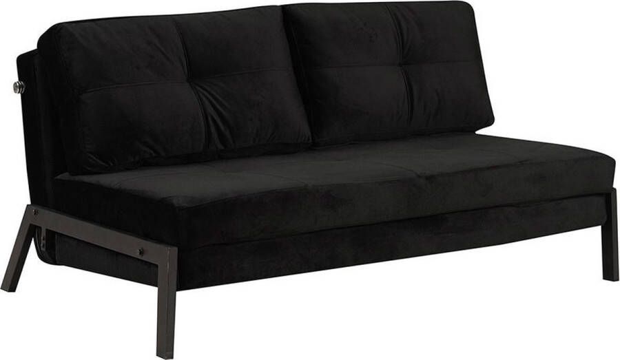 Bronx71 Velvet slaapbank 2 persoons Mikko zwart Logeerbed Vouwbed Slaapstoel Zetelbed