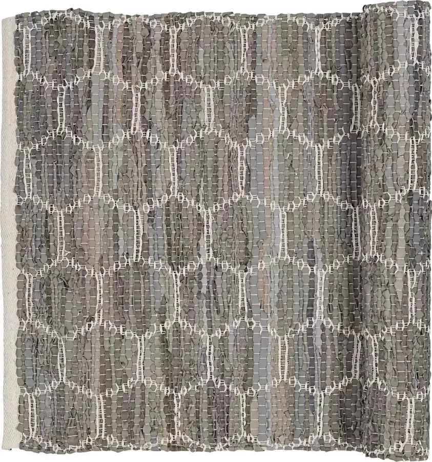 Broste Copenhagen rug 'patrik' leather cotton drizzle w140xl200cm