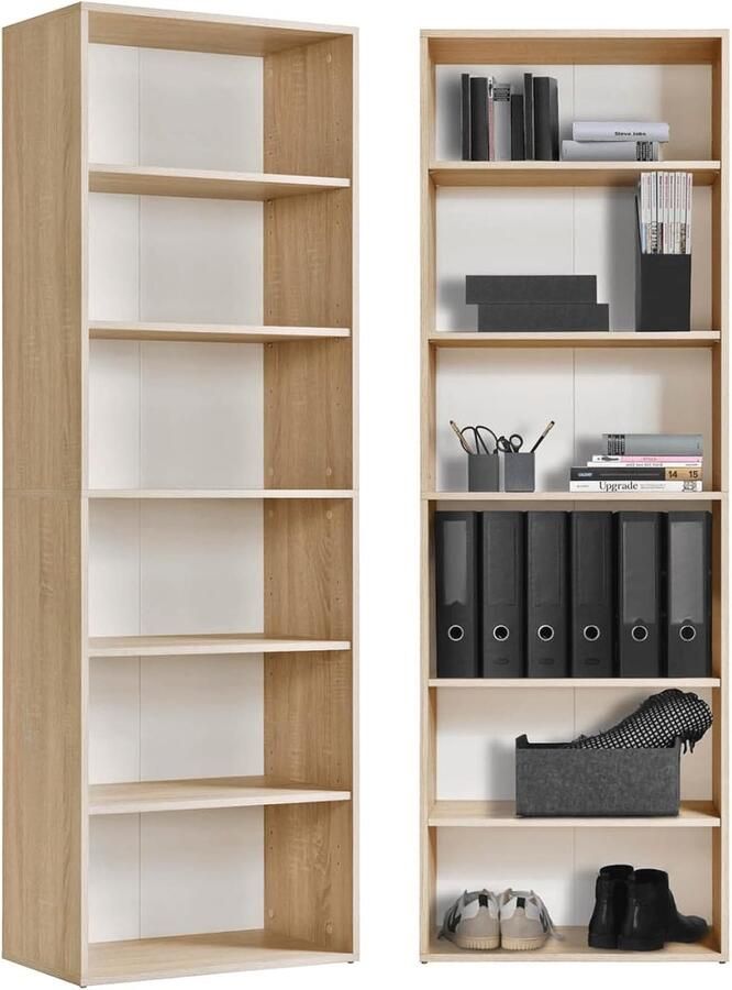 Imperatoris Boekenkast Moderne Industriële Boekenkast van Hout Boekenrek en Opbergkast Open Planken Voor Woonkamer en Kantoor Boekenrek met Opbergplanken 60x34x180 cm Sonoma Oak