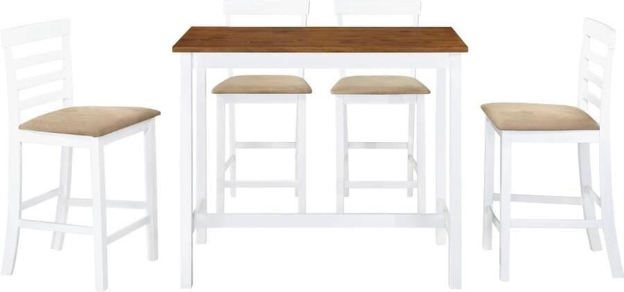 Bruin wit FIONERA Bartafel- en barstoelenset massief hout bruin en wit 5-delig