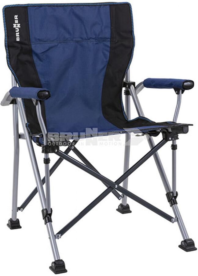 Brunner Klapstoel Raptor Zwart Blauw Opvouwbare Campingstoel Stalen Frame Lichtgewicht 4 6 kg 110 kg Draagkracht 94 x Ø16 cm Ingeklapt