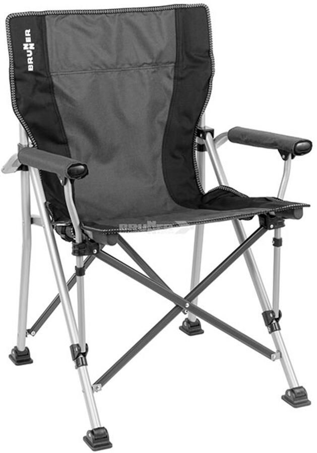 Brunner Klapstoel Raptor Zwart Grijs Opvouwbare Campingstoel Stalen Frame Lichtgewicht 4 6 kg 110 kg Draagkracht 94 x Ø16 cm Ingeklapt
