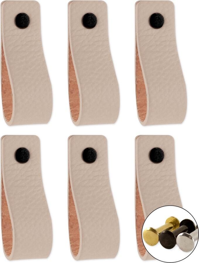 Brute Strength Leren handgrepen Licht Grijs 24 stuks 16 5 x 2 5 cm incl. 3 kleuren schroeven handgrepen kast leer meubelgrepen handvaten kast leren lus