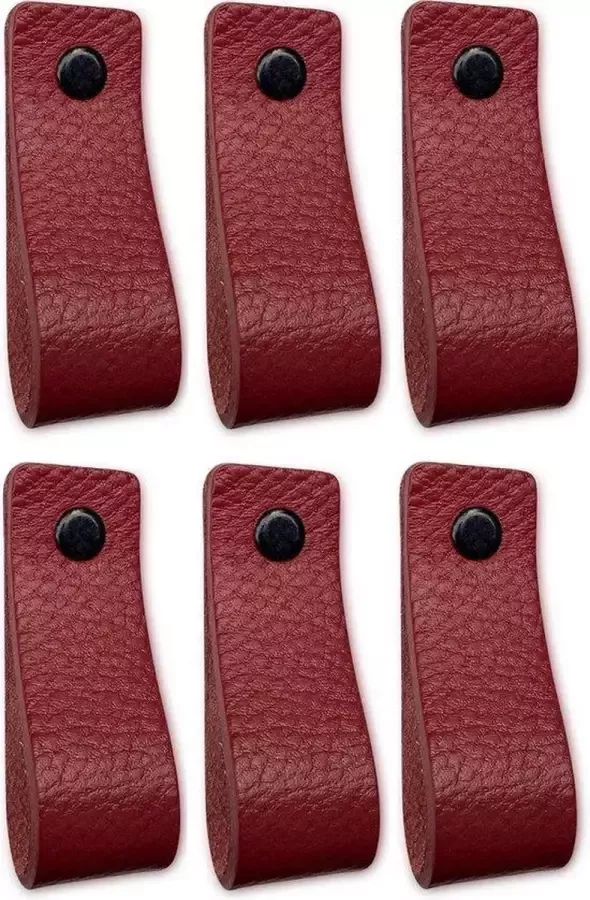 Brute Strength Leren handgrepen Bordeaux Rood 48 stuks 16 5 x 2 5 cm incl. 3 kleuren schroeven per leren handgreep