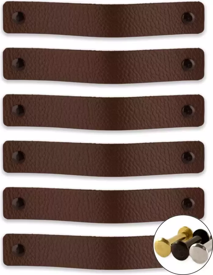 Brute Strength Leren handgrepen Bruin 24 stuks 20 0 x 2 5 cm incl. 3 kleuren schroeven- Handgrepen leer Leren meubelgreep Leren handvaten kast Leren lus Handgreep kast leer Leren greepjes Handvat leer Leren deurgreep Bruine leren handgreep