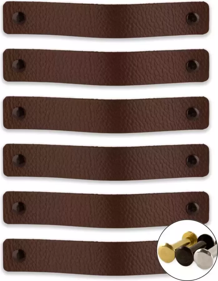 Brute Strength Leren handgrepen Bruin 48 stuks 20 0 x 2 5 cm incl. 3 kleuren schroeven handgrepen kast leer meubelgrepen handvaten kast leren lus