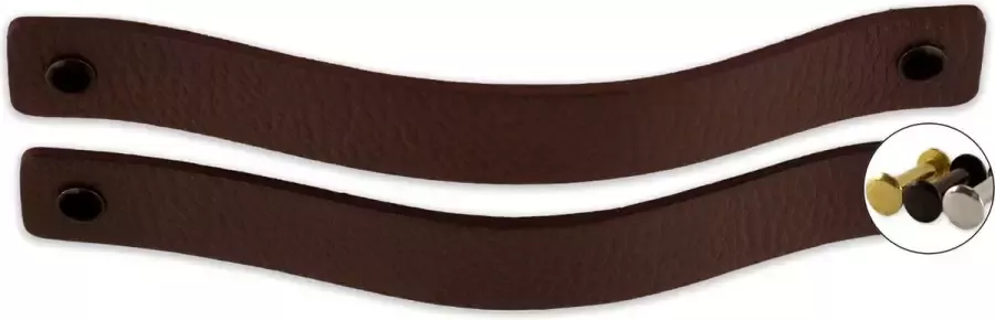 Brute Strength Leren handgrepen Kastanje Bruin 2 stuks 20 x 2 5 cm incl. 3 kleuren schroeven Handgrepen leer Leren meubelgreep Leren handvaten kast Leren lus Handgreep kast leer Leren greepjes Handvat leer Leren deurgreep Leren handgreep