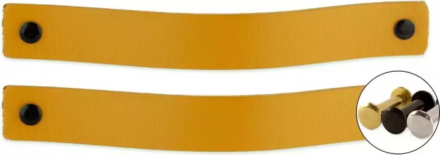 Brute Strength Leren handgrepen Okergeel 2 stuks 20 0 x 2 5 cm incl. 3 kleuren schroeven Gele handgrepen leer Leren meubelgreep Leren handvaten kast Leren lus Handgreep leer Leren greepjes Handvat leer Leren deurgreep Leren handgreep geel