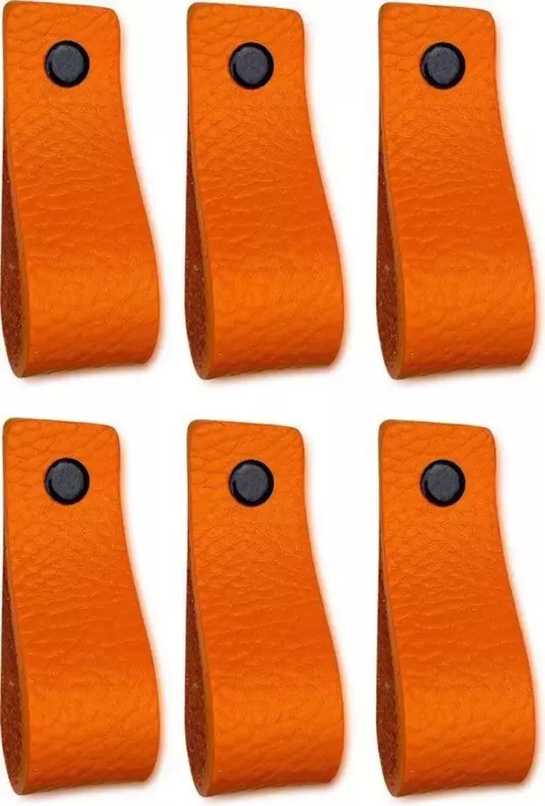Brute Strength Leren handgrepen Oranje 48 stuks 16 5 x 2 5 cm incl. 3 kleuren schroeven per leren handgreep