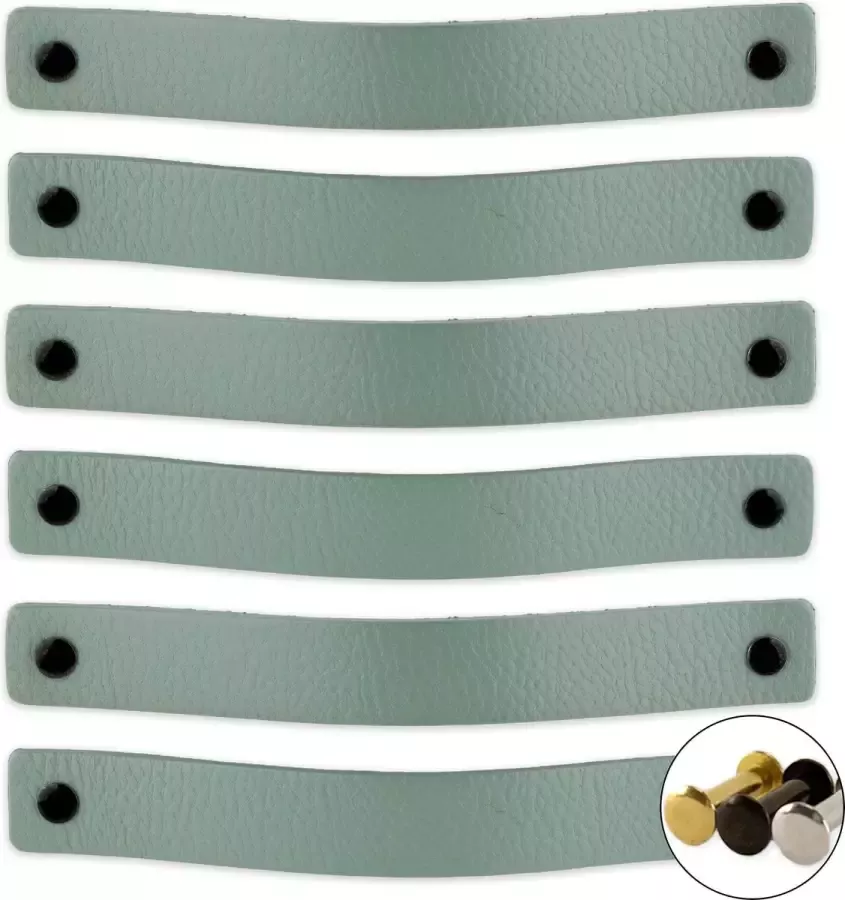 Brute Strength Leren handgrepen Vaalgroen 12 stuks 20 0 x 2 5 cm incl. 3 kleuren schroeven Handgrepen leer Leren meubelgreep Leren handvaten kast Leren lus Handgreep kast leer Leren greepjes Handvat leer Leren deurgreep Leren handgreep