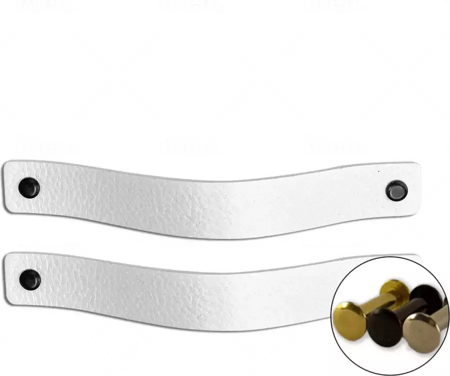 Brute Strength Leren handgrepen Wit 2 stuks 20 0 x 2 5 cm incl. 3 kleuren schroeven handgrepen kast leer meubelgrepen handvaten kast leren lus