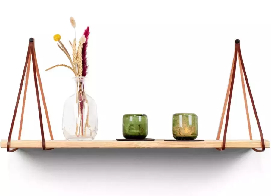 Brute Strength Leren plankdragers gesplitste draden Cognac 2 stuks Echt lederen planken dragers Wandplank industrieel Legplankdrager Schapdrager