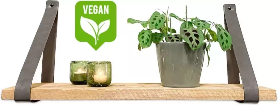 Brute Strength Leren plankdragers Grijs 2 stuks PU lederen planken dragers Kunstleer plank dragers Wandplank industrieel Legplankdrager Schapdrager