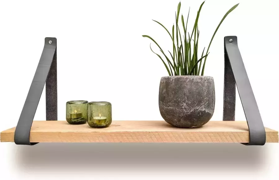 Brute Strength Leren plankdragers Grijs 4 stuks Echt leer Grijze plankendragers Wandplank industrieel Legplankdrager Schapdrager