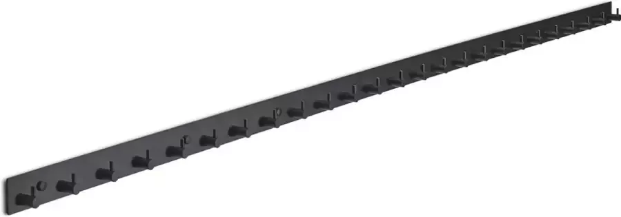 Brute Strength RVS Lange Kapstok 25 haaks 172 cm Mat Zwart Wandkapstok Hangende Design Muurkapstok lang Handdoekrek