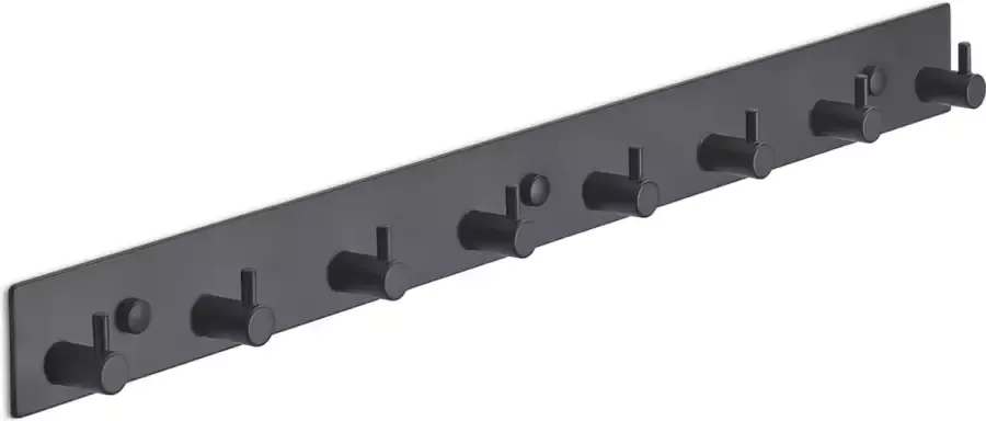 Brute Strength RVS Kapstok 8 haaks 53 cm Mat Zwart Wandkapstok Hangende Design Muurkapstok Handdoekrek