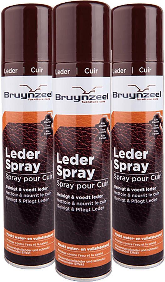 Bruynzeel Leder spray 3X reinigt & voedt leder 3x 300ML