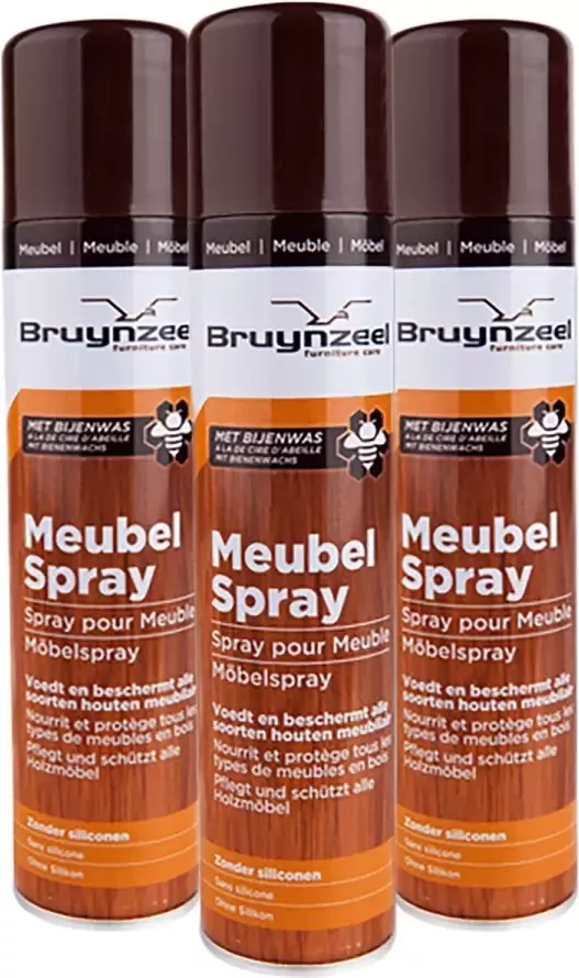 Bruynzeel Meubel spray meubel reiniger -3X voedt en beschermt hout 3x 300ml