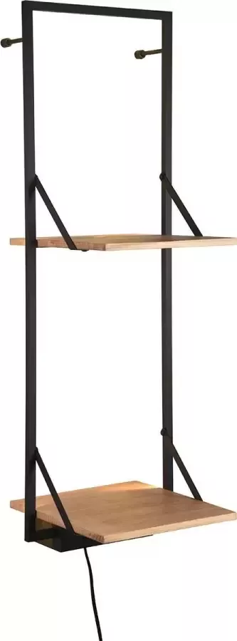 Bse Wandrek Trion Lino Rek met LED Verlichting en 2 Schappen 10W Warm Wit 3000K Zwart
