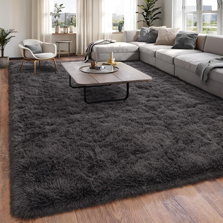 BSGIFT Hoogpolig tapijt 160x230 antraciet shaggy langpolig pluizig tapijt woonkamer modern tapijt woonkamer nachtkastje hoogpolig tapijt antislip voor slaapkamer kinderkamer