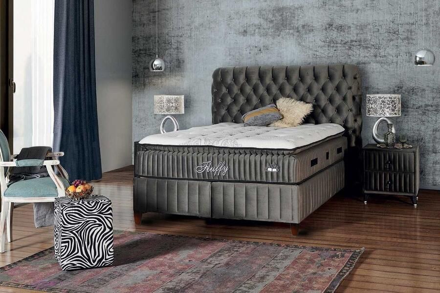 BSS Bedding Bambi Thermo Control Bed Boxspring Set Complete Boxspring 140x200 Slaapkamerbed 1 x Matras met Topper 2 x Bedbox 1 x Hoofdbord Antraciet - Foto 2