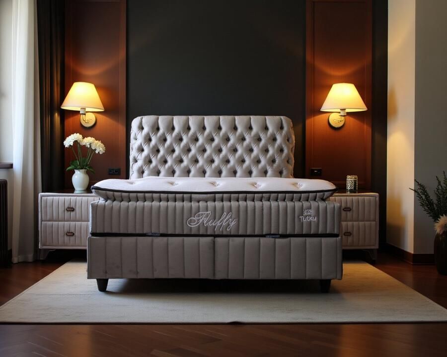 BSS Bedding Bambi Thermo Control Bed Boxspring Set Complete Boxspring 180x200 Slaapkamerbed 1 x Matras met Topper 2 x Bedbox 1 x Hoofdbord Antraciet