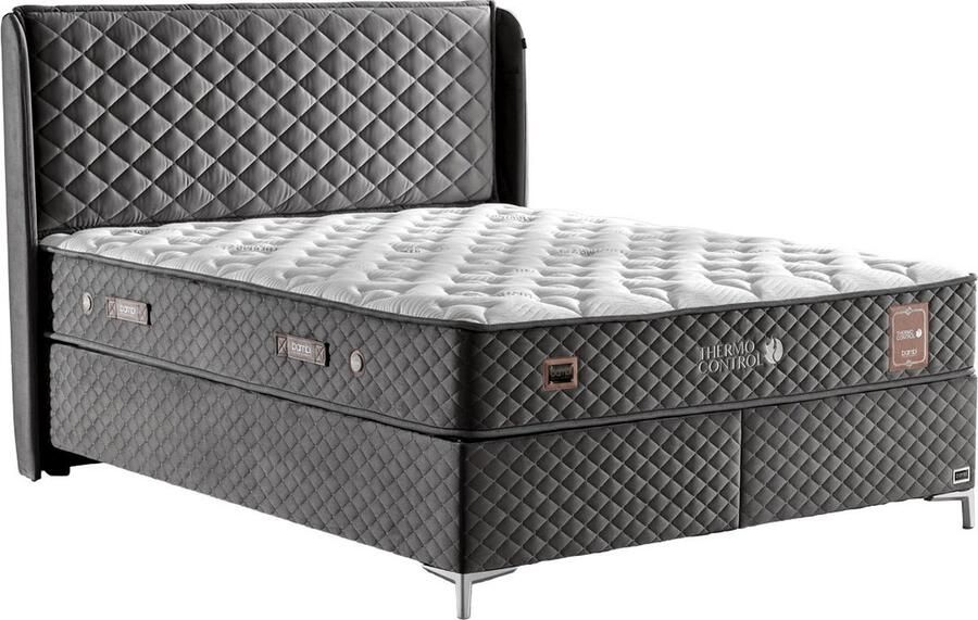 BSS Bedding Bambi Thermo Control Bed Boxspring Set Complete Boxspring 140x200 Slaapkamerbed 1 x Matras met Topper 2 x Bedbox 1 x Hoofdbord Antraciet - Foto 3