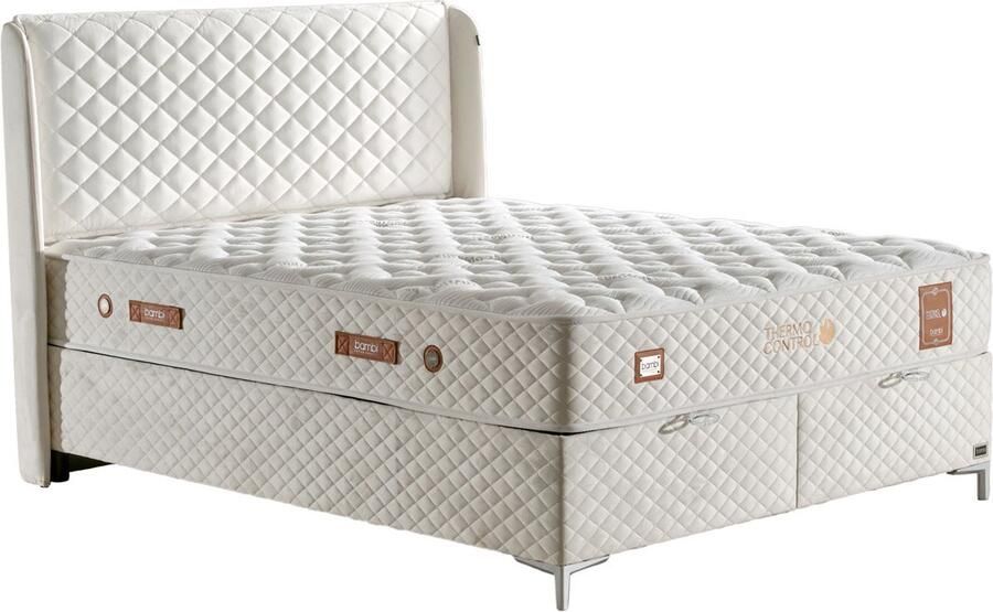 BSS Bedding Bambi Thermo Control Bed Boxspring Set Complete Boxspring 200x200 Slaapkamerbed 1 x Matras met Topper 2 x Bedbox 1 x Hoofdbord Wit